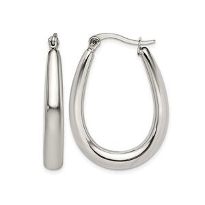 Stainless Steel Oval Hoop Earrings